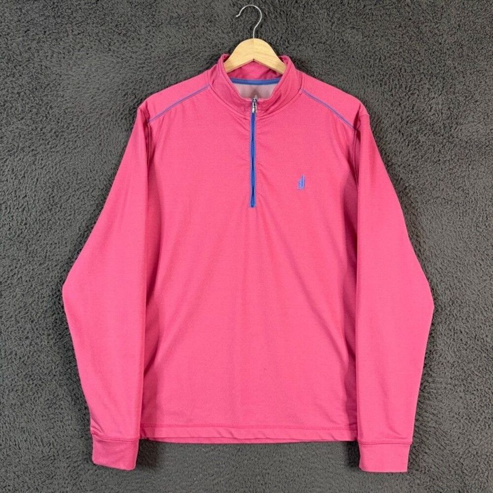 Johnnie O 1/4 Zip Mens Medium Pink Lammie Prep-Formance Golf Stretch Casual